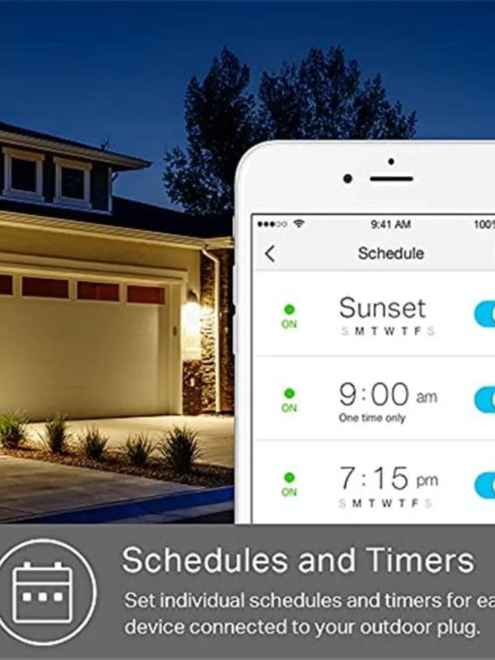 Outdoor Smart Plug, Smart Home Wi-Fi Outlet Timer, Max Load 15A/1875W, IP64